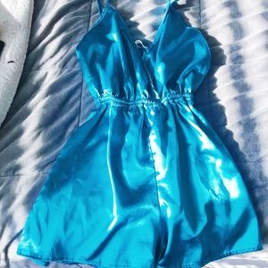 OOTDFASH Satin Romper in Teal